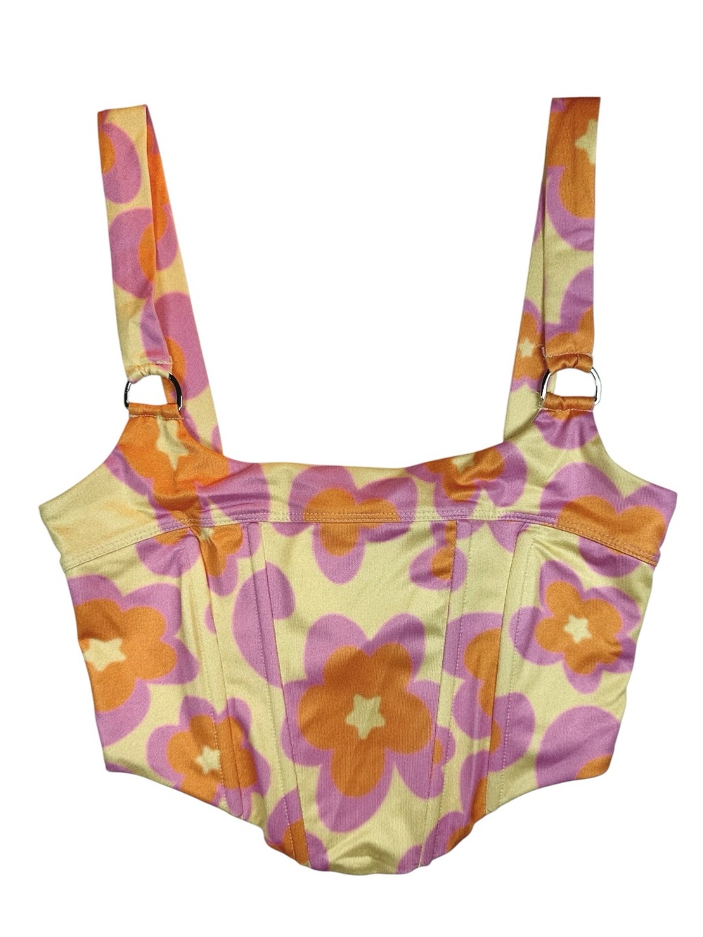 Princess Polly Yellow
Corset top, Orange/Purple Floral Size 0